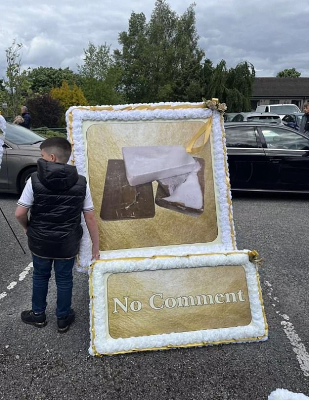 A screen showed a container full of white powder with the words 