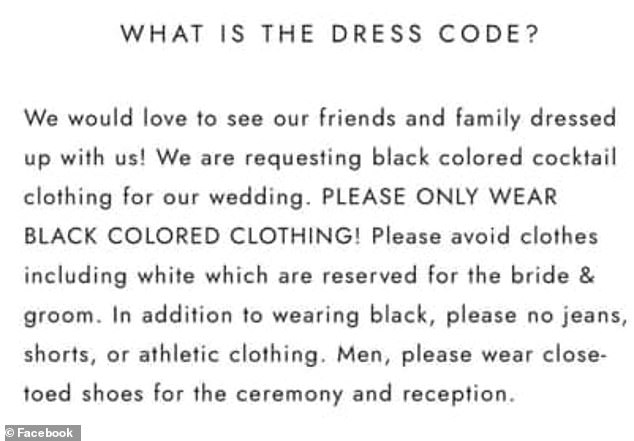 The bride and groom outlined the dress code in the invitation and Q&A section, and also made it a requirement when guests filled out the digital RSVP form.