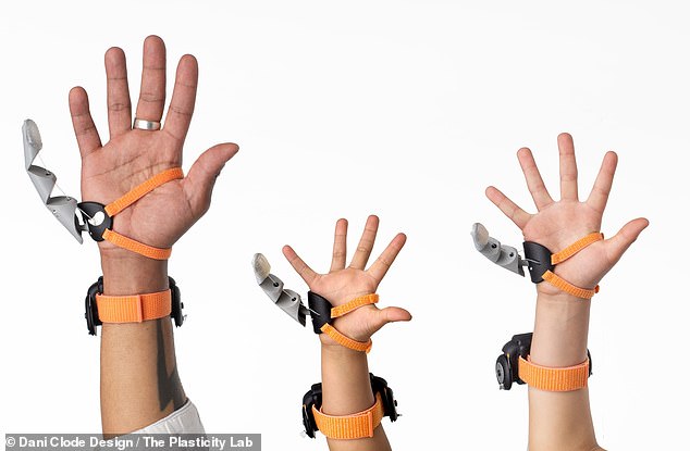 The third thumb was provided in different sizes so that it could fit the hands of children and adults.