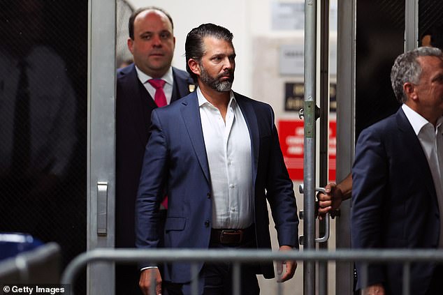 Don Jr joined his father in the courtroom on Wednesday as deliberations began.