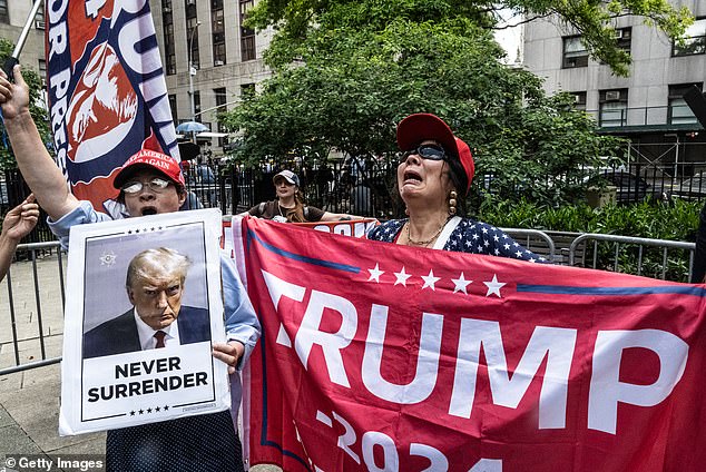 Trump supporters demonstrated outside the courthouse on Wednesday.