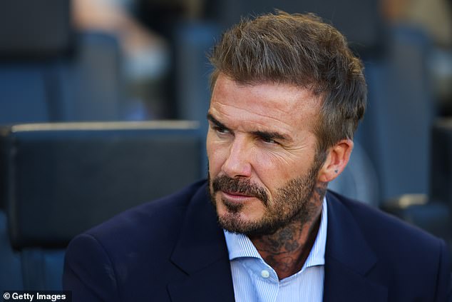 Beckham was smartly dressed in his usual blue two-piece suit as he watched the team he founded in 2018.