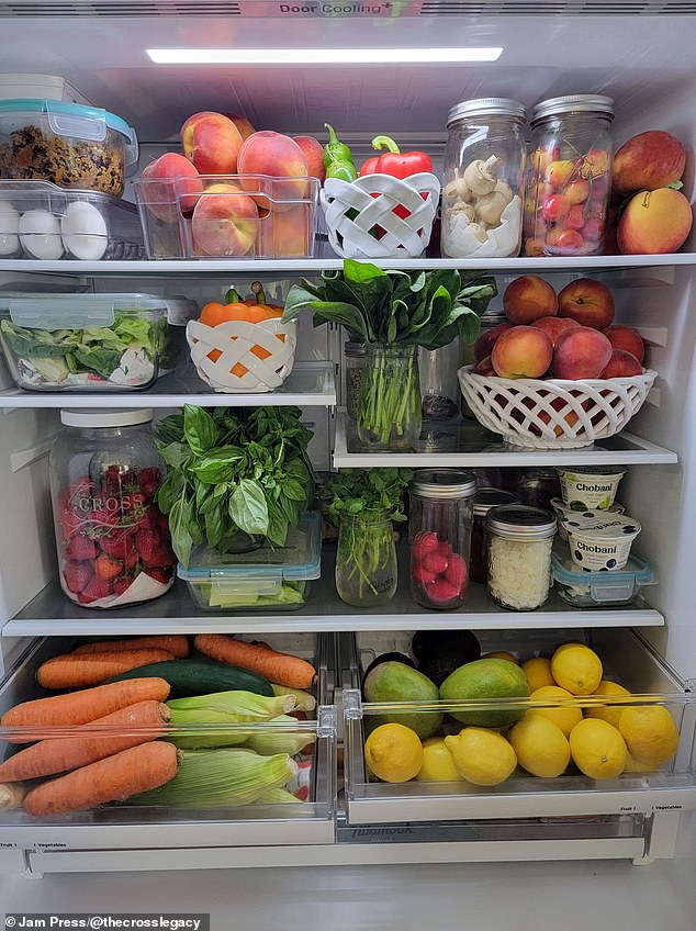 Amy cleans and rinses all of her fruits and vegetables and keeps her refrigerator organized to make sure they last.