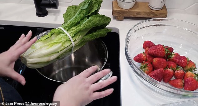 The Washington food blogger washes the leaves first before using a salad spinner to dry them