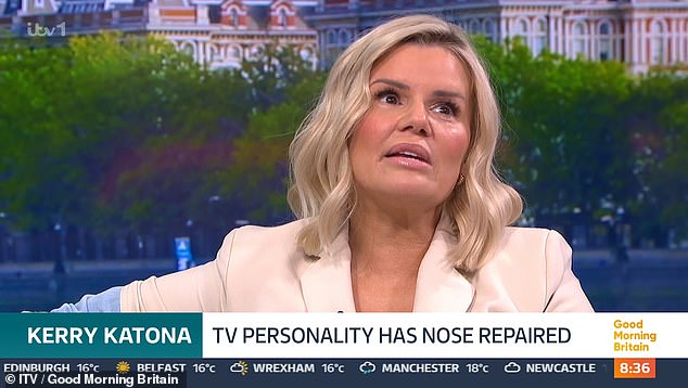 Appearing on Good Morning Britain on Thursday, Kerry opened up about her dependence on cocaine and how it caused her nose to collapse.