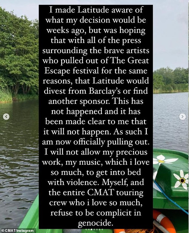 1717086316 41 CMAT pulls out of Latitude festival over links to Israel