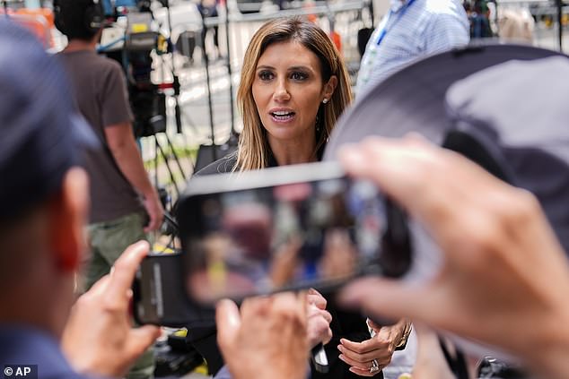 The former president's lawyer, Alina Habba, speaks to the media early Thursday morning as the jury deliberates.