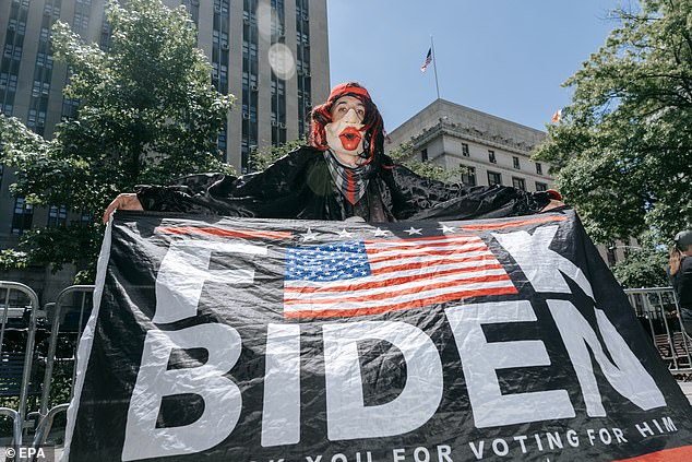 Many members of the pro-Trump crowd were seen in outlandish outfits and eccentric costumes that showed their love for the former president.