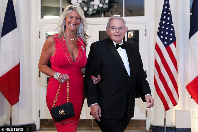 Nadine and Bob Menéndez together at a dinner in honor of French President Emmanuel Macron