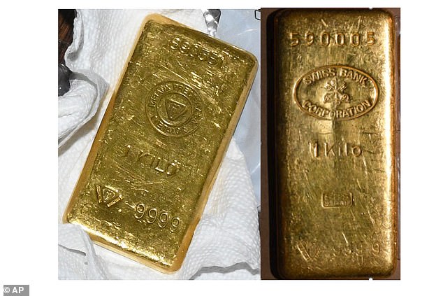 During an FBI raid on the couple's home, authorities found 13 gold bars.