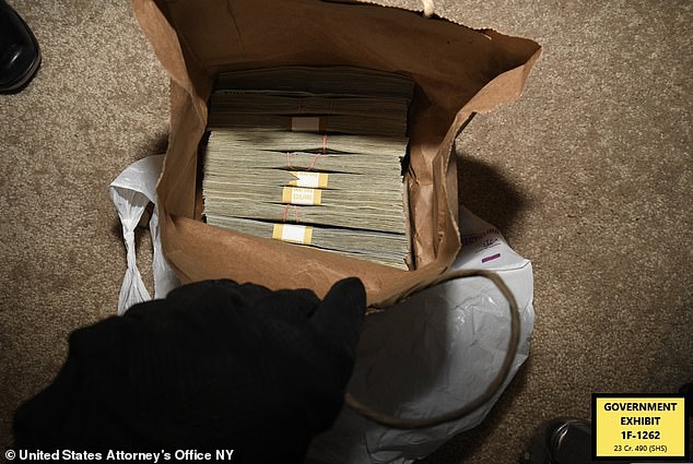 Tons of cash were also found hidden in bags.