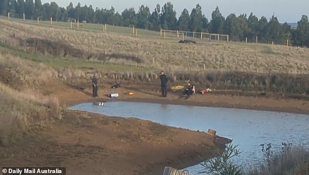 Officers located the mud-spattered mobile phone in a handbag at the water's edge of a dam at a property south of Buninyong, approximately 14 kilometers from Ms Murphy's home.