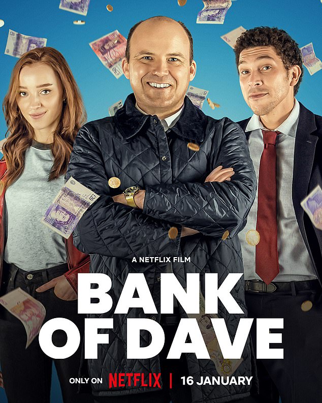 The down-to-earth businessman's extraordinary life was recently captured in the recent biopic called Bank of Dave, which trended number one on Netflix (Rory Kinnear (center) plays Dave).