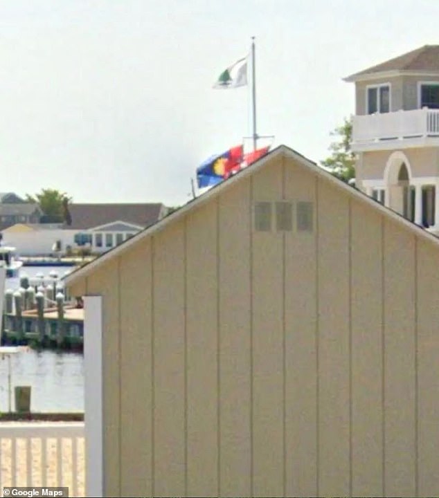 Trump Jr's reference to US Supreme Court Justice Alito involves an inverted American flag flying outside his home in the days after the January 6 insurrection, and the 'Appeal to Heaven' flag the year past (pictured).