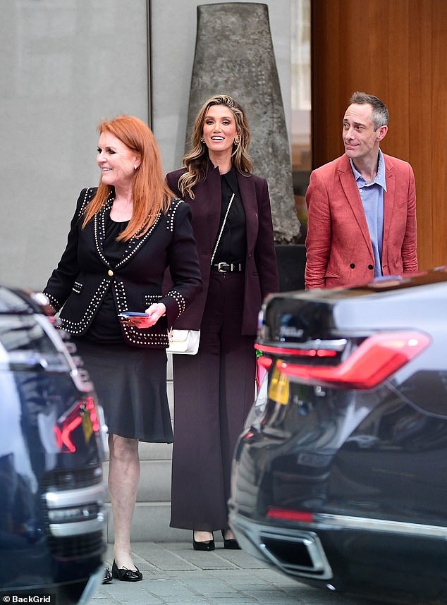 The Duchess, 64, affectionately known as 'Fergie', looked chic in a sleek black blazer teamed with a knee-length skirt.