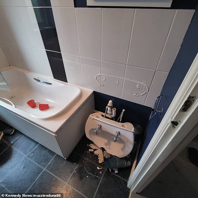 In the bathroom, those present were reportedly so violent that they tore a sink from the wall.