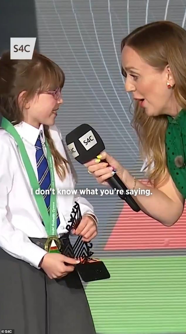 The schoolgirl said she couldn't understand the presenter, who said she was 'the best in Wales' in Welsh