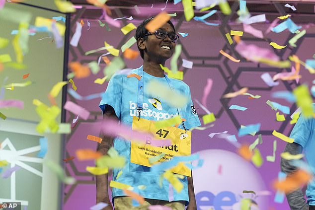 A shower of confetti fell from the ceiling as Soma was crowned champion, and the 12-year-old Florida boy seemed surprised when his name was read.