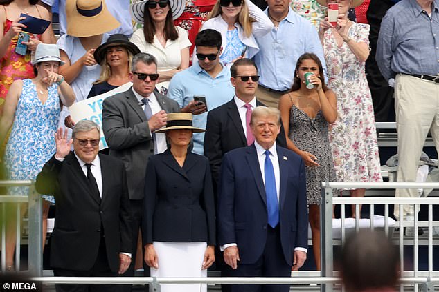 Melania Trump was last seen in public with her husband on May 17 at her son Barron's graduation; Melania's father, Viktor (left), also attended.