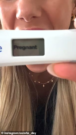 In the nine-minute YouTube clip, Sarah went through several negative pregnancy tests until she received a positive reading on a digital device.