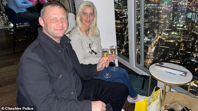 Gareth Jones and Sarah Rigby sitting in the Shard on a trip to London. He believes he spent up to £40,000 on her during her toxic relationship.