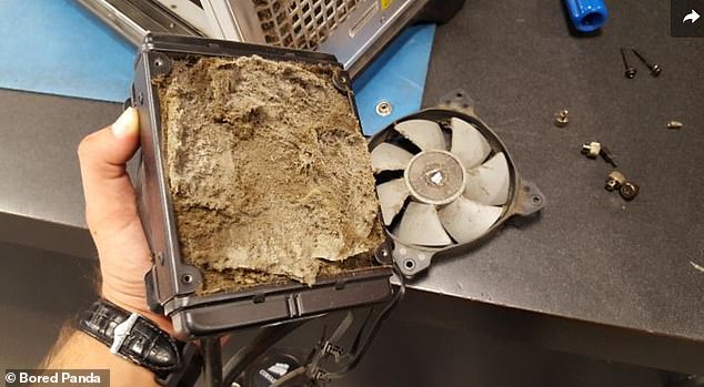 The user of this device reported some functional problems. Turns out the culprit was a huge buildup of dust on the monitor.