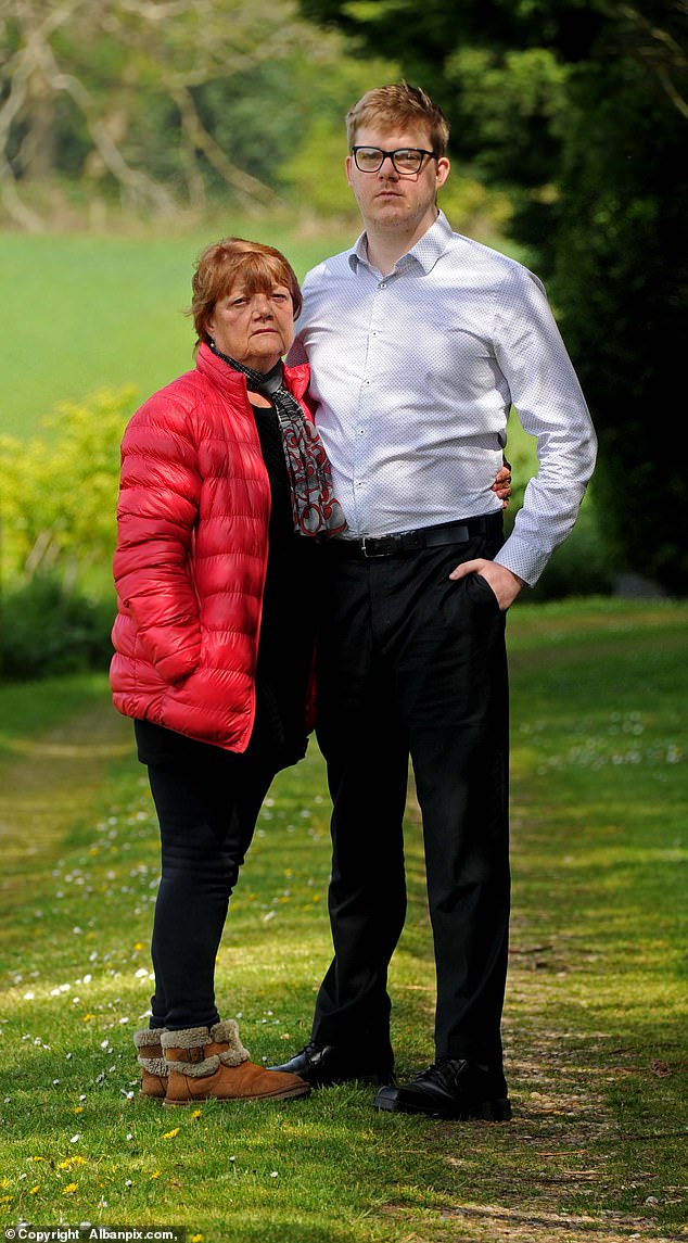 Mrs. Esler (left), a 71-year-old grandmother of six, gave away money for eight years, losing her home, her business and her marriage in the process. In the photo: Jennifer Esler and her son Dan Lingwood.