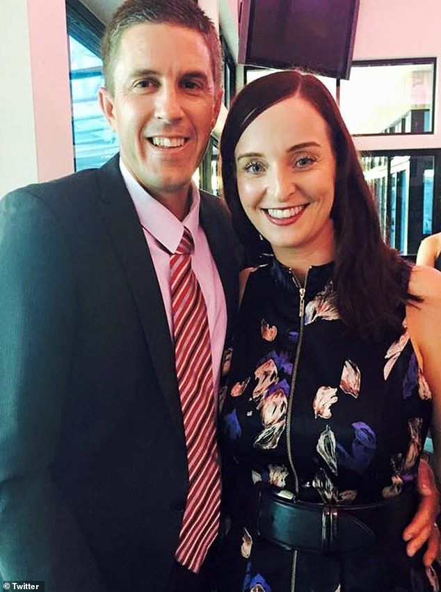 She was forced to defend herself in a tearful late-night speech to parliament after reports emerged that her husband was involved in an ugly row in a bar. (In the photo, Lauga with her ex-husband, Wayne)