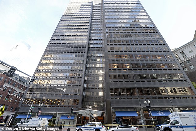 A window washing company was fined $447,000 after a worker fell to his death from the 100 Summer Street skyscraper (pictured) when two safety lines in his harness broke.