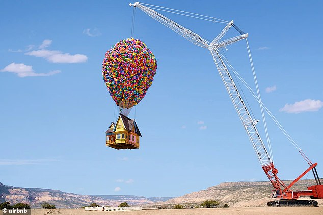 Airbnb has launched the ultimate adventure with a stunning house inspired by the Disney movie UP, where guests can remain suspended in the sky thanks to a huge crane.