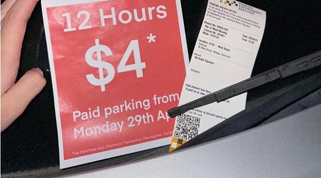 After returning to her car, Ms Williams was stunned to see a Wilson Parking ticket on her windscreen.