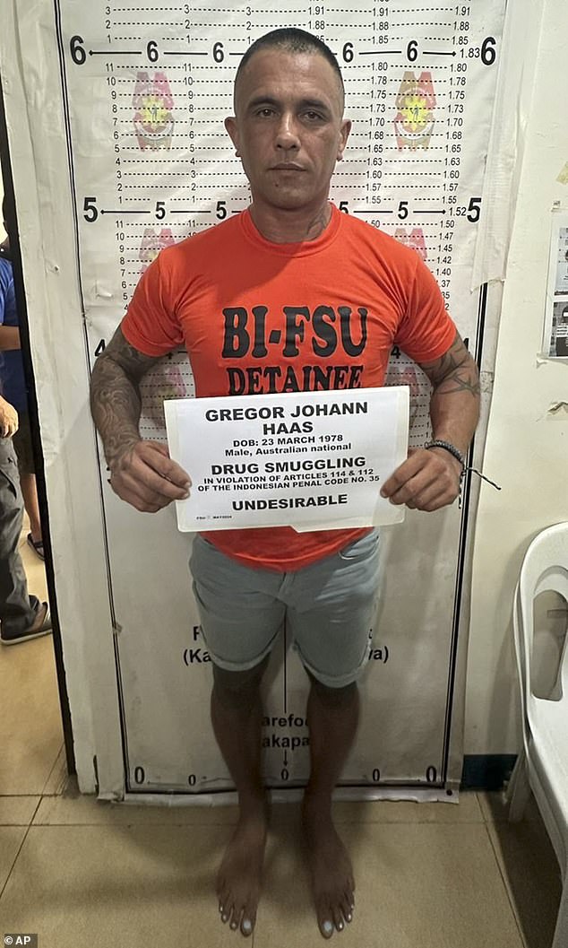 Gregor Johann Haas, the father of Brisbane Broncos superstar Payne Haas, poses for his mugshot after being arrested in the Philippines.