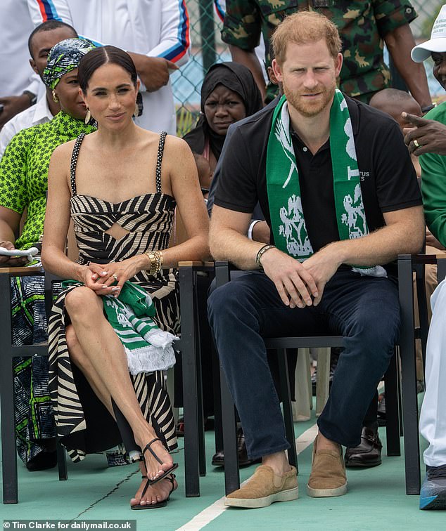 The visit to Nigeria, which has become a royal tour in all but name, forms part of Harry's Invictus Game project and delighted viewers by taking part in a game.