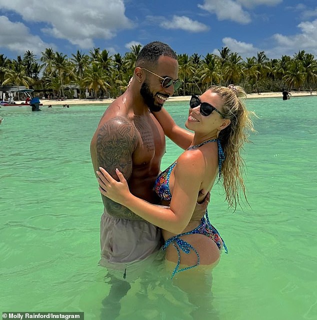 Molly Rainford got close to her boyfriend Tyler West in an album of loving snaps as they sunbathed on Saona Island, Dominican Republic.
