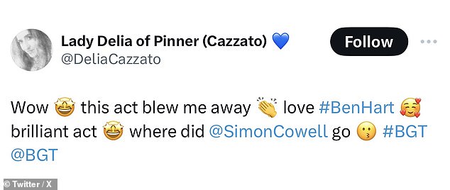 X fans, formerly Twitter, also demanded to know Simon's whereabouts and praised the performance.