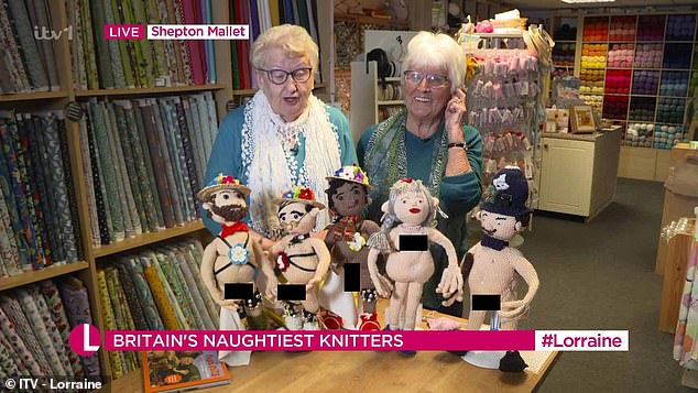 'NAUGHTY KNITTERS': The Hive's showcase features five nude figures now known as the 'Hive Five'.