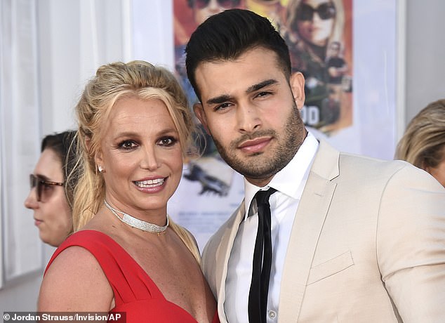 A source claimed that when Spears was married to her ex-husband Sam Asghari, 30, she had more structure in her life.  The couple married in 2022 and finalized their divorce on Thursday (pictured in Los Angeles in July 2019).