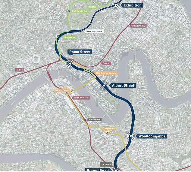 The CFMEU organized the strike on the Cross River railway project (pictured, planned layout) after four months of negotiations with the supervising construction company reached a stalemate