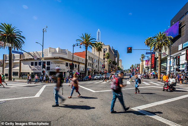 California grew by about 67,000 people last year, and the crowd is on Hollywood Boulevard in Los Angeles.