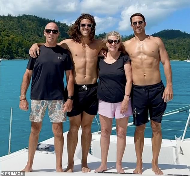 Australian brothers Jake, 30 (right) and Callum Robinson, 33 (centre left; pictured with their parents) were last seen with their American friend on April 27.