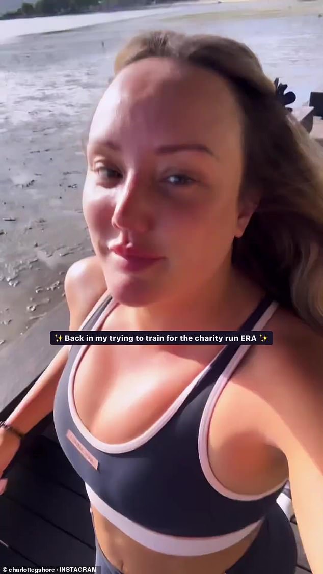 Charlotte Crosby gave an insight into her fitness regimen while out for a run during her trip to Australia on Wednesday.