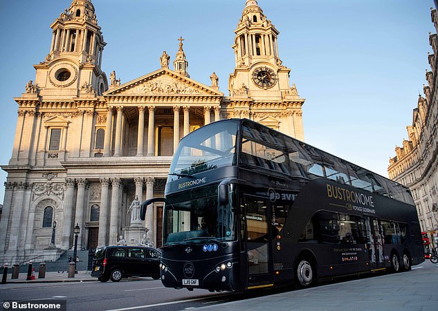 Dinner on a double decker bus inside Londons incredible fine