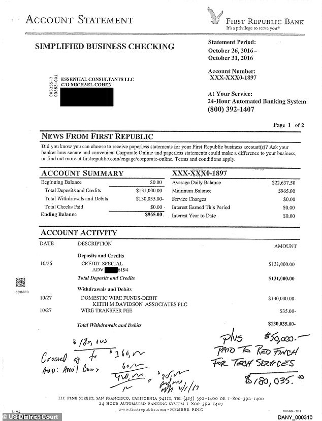 McConney's notes include a $50,000 bonus plus $180,000 'x2 taxes.' It shows a total of $420,000 divided into payments of $35,000.