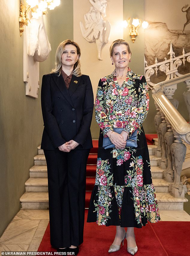 Sophie traveled to kyiv at the request of the Ministry of Foreign Affairs. Her visit saw her spend time with the First Lady of Ukraine, Olena Zelenska. The couple appears together on April 29, 2024.