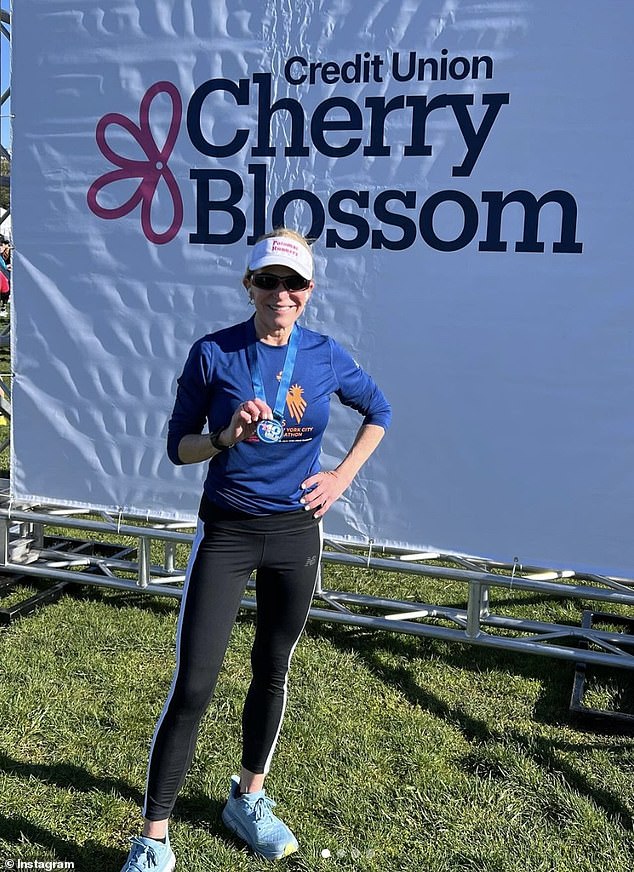 Stewart participated in a 10-mile run, dubbed the Cherry Blossom Run, in Washington DC last month.