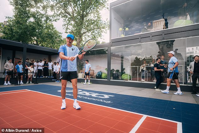 Australian star and Katie Boulter's boyfriend Alex De Miñaur (left) was also on hand to play.