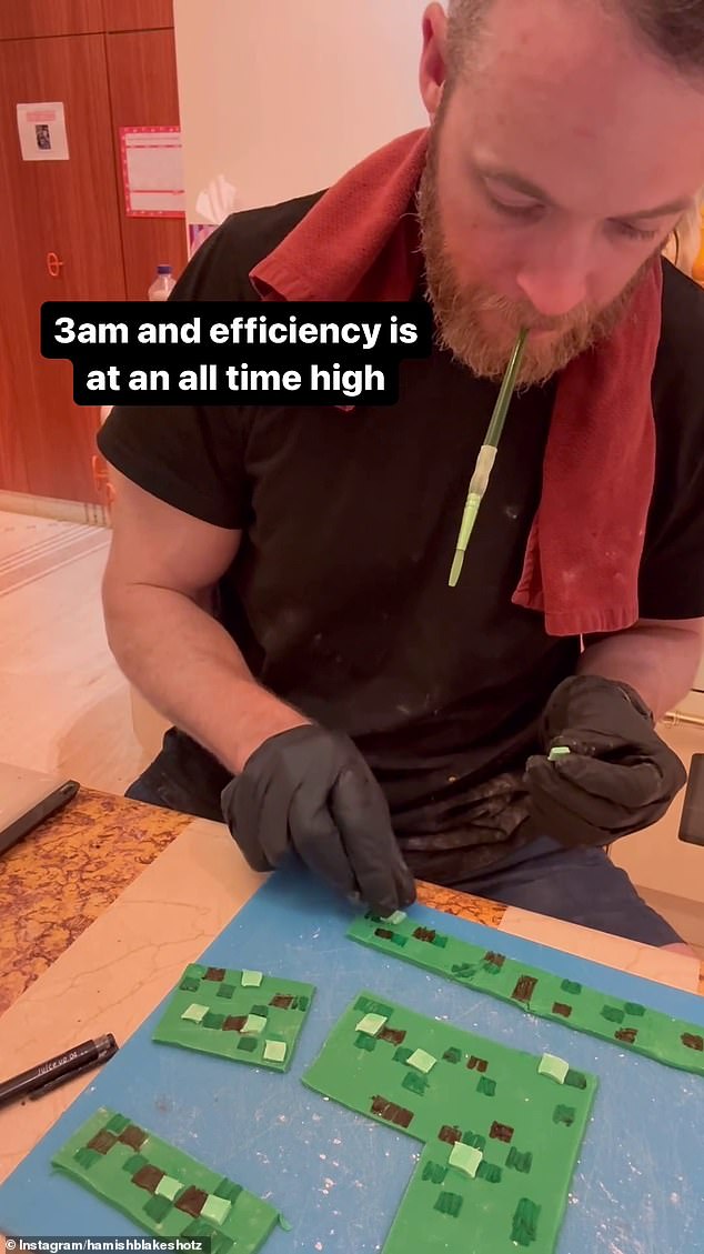 The comedian, 42, who has earned a reputation for his incredible cake baking skills, shared a gallery of clips on Instagram that captured him preparing the treat.