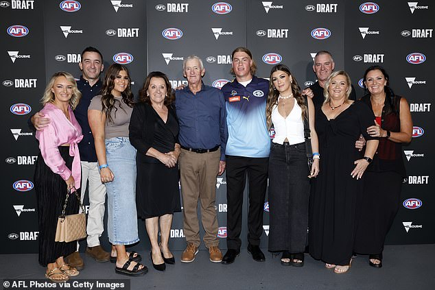 Reid says he needed to see his family (pictured together at the AFL draft), who he misses dearly since moving to Perth.