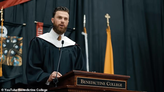 Harrison Butker made several sexist comments during a speech at Benedictine College last week.