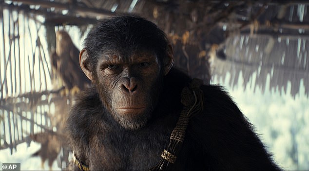 Kingdom of the Planet of the Apes fell to second place after debuting at number one last week. The science fiction adventure set in a distant future in which apes have become the dominant species on Earth raised $26 million